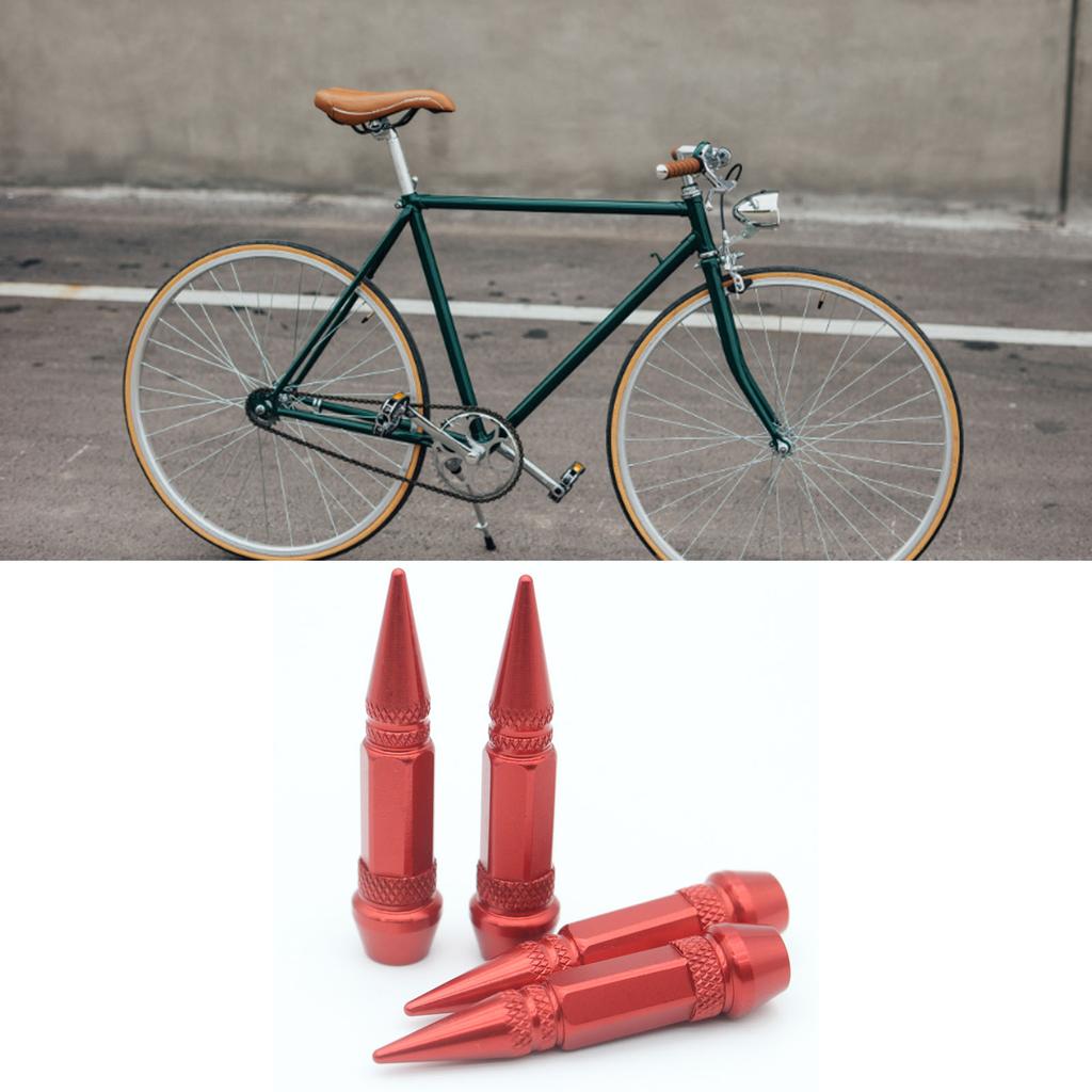 4 Stück 60mm Reifenventilkappen Edelstahl Spitze Rad Reifenventil Schaftabdeckung für Auto Motorräder Fahrräder Rot