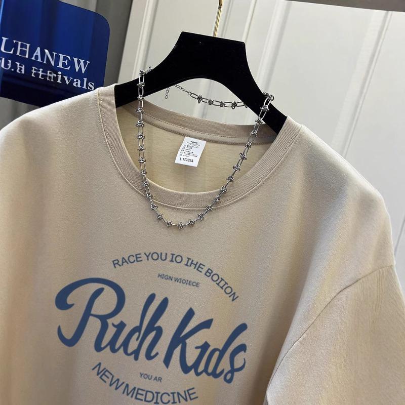 Women's Summer Loose Everything Lazy Wind Letters Printed Short Sleeved Mid Long Top