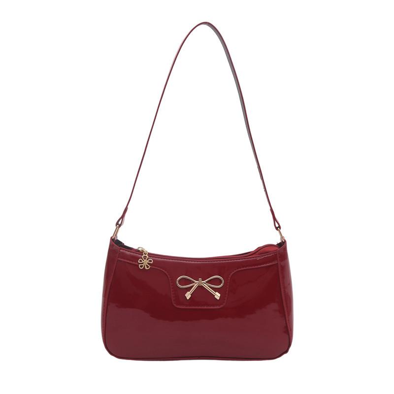Simple and Explosive Underarm Baguette Bag 2025 New Solid Color High-end Bow Commuting Versatile Bag Shoulder Bag