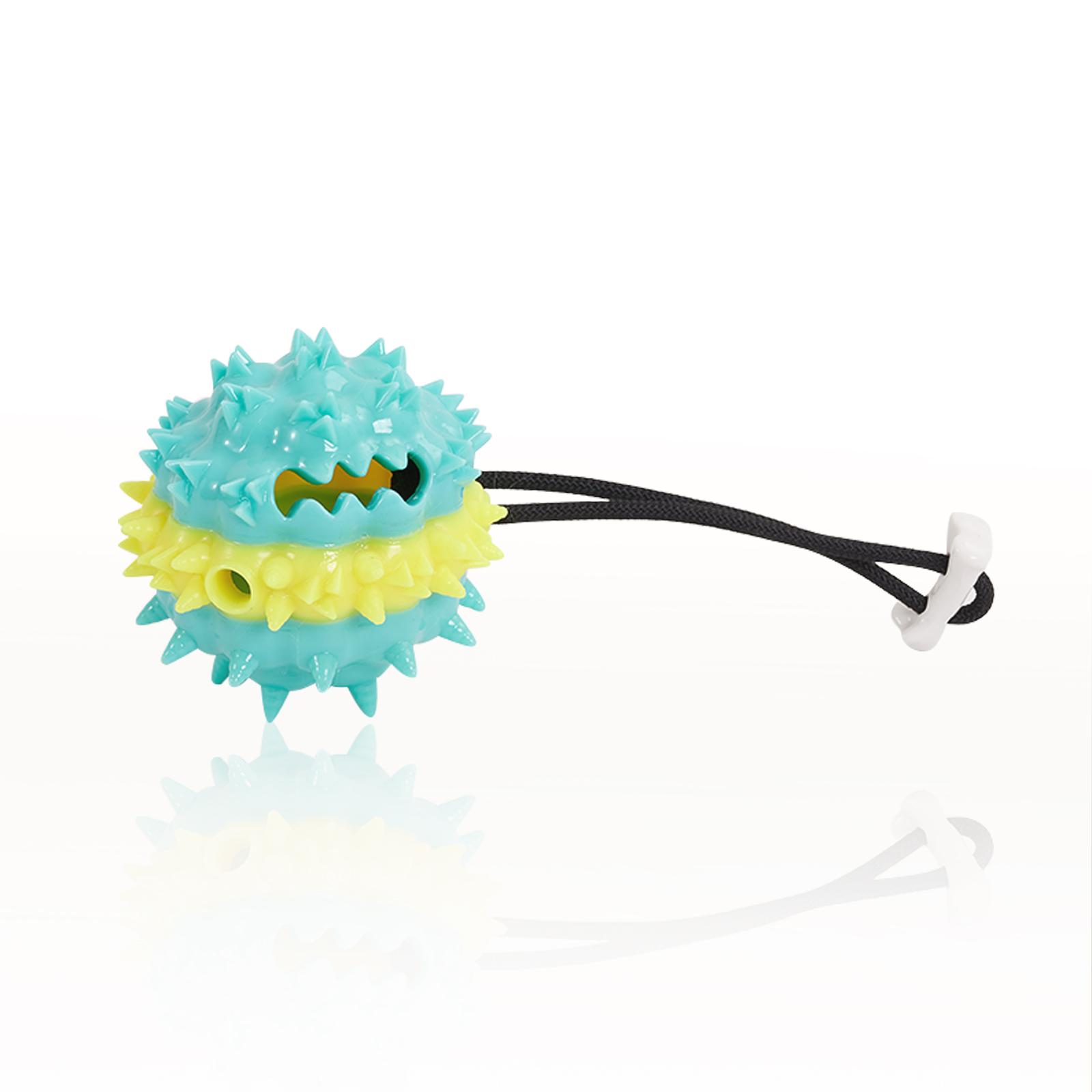 

Мяч с вокалом для домашних животных, многофункциональная игрушка для чистки зубов, устойчивая к утечке пищи, интерактивная игрушка для собак с шариковым поводком ONESIZE синий