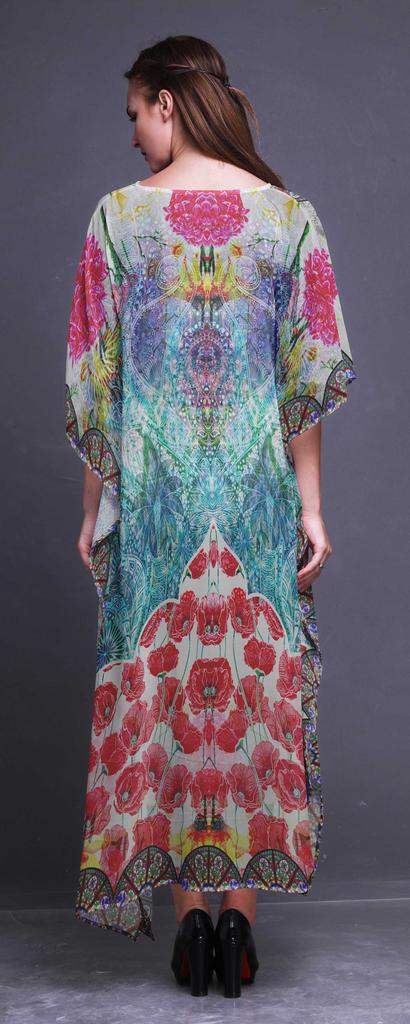 Phagun Circle|Floral & Wheel Ethnic Womens Long Beach Kaftan Beachwear Bikini Coverup Maxi