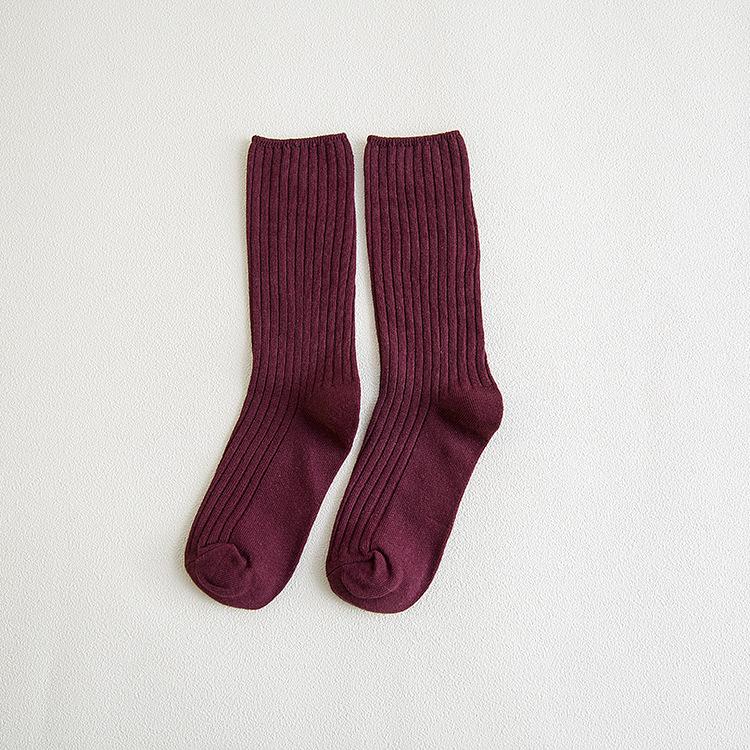 Calzini Larghi di Cotone da Donna Autunno Inverno Maglia Tinta Unita Calzettoni Lunghi