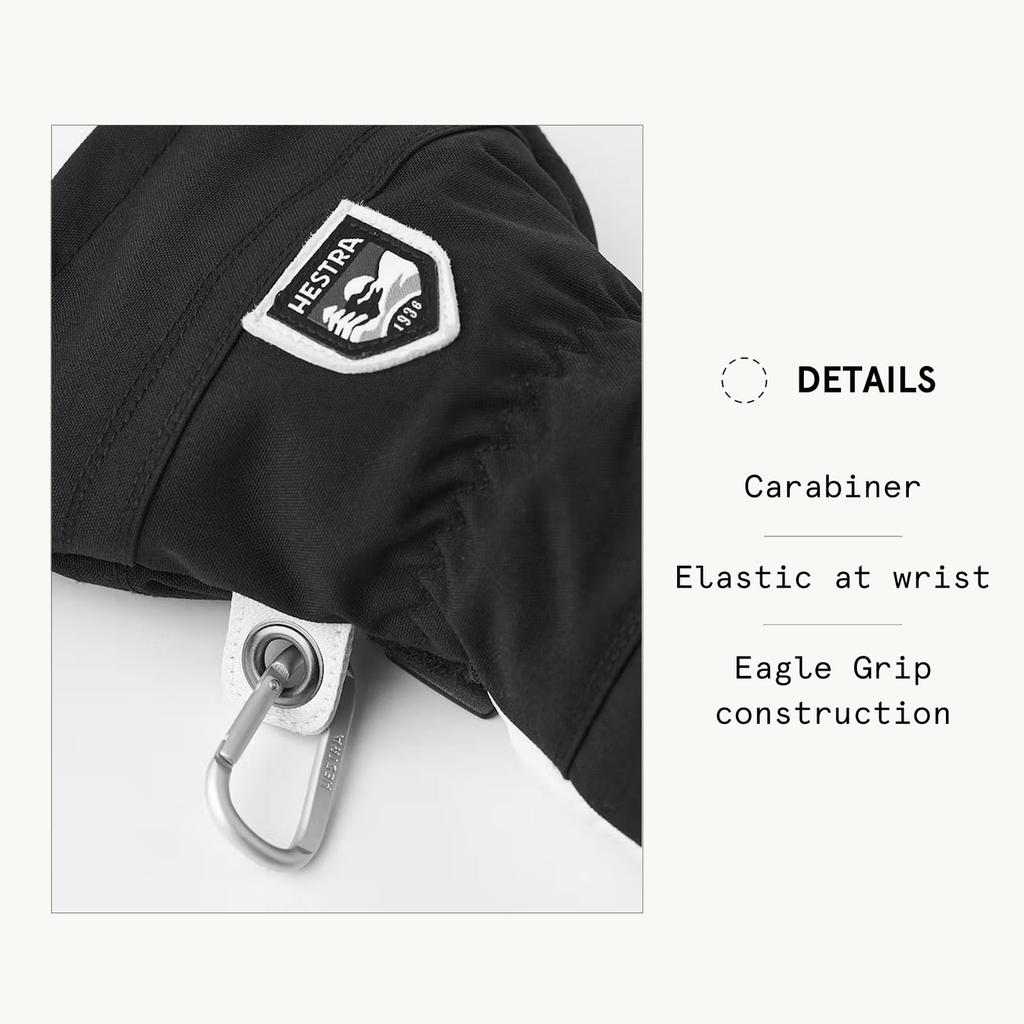 Rękawice Hestra Heli Ski Zimne Trwałe 8 30570, Snowboarding, Narciarstwo, Pogoda, (czarny (100), Rozmiary)