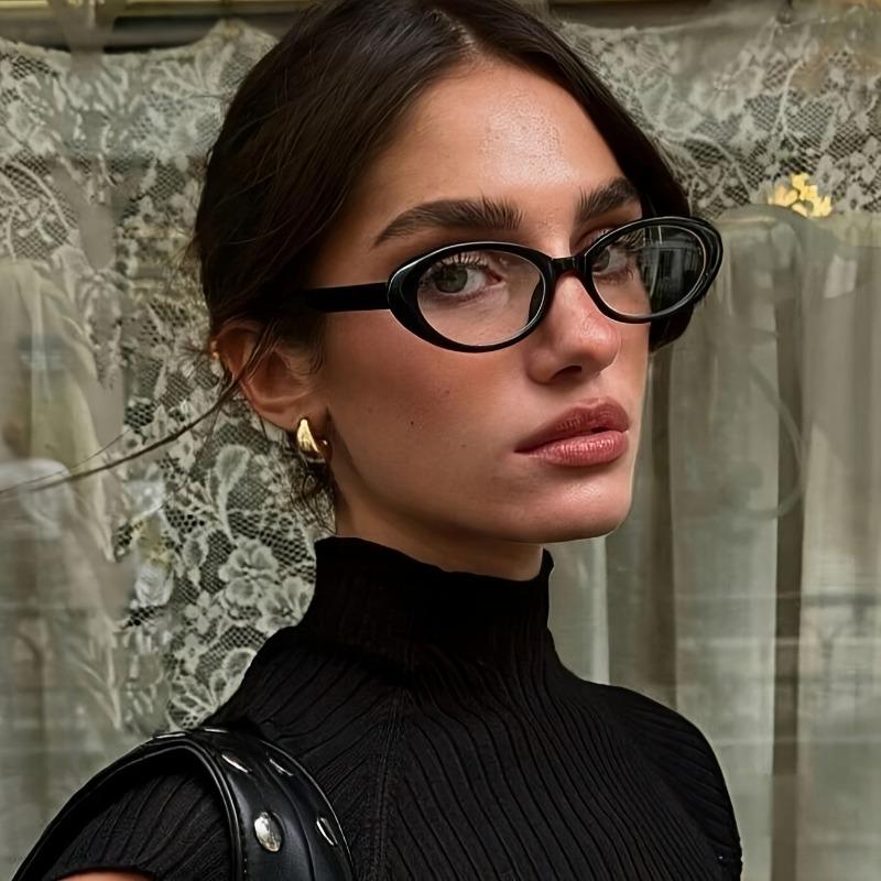 1pc Y2K Retro Oval Glasses - Lightweight Full-Rim Frame Fashion Eyewear Vintage-Inspired for Women’s Everyday Casual Eyewear