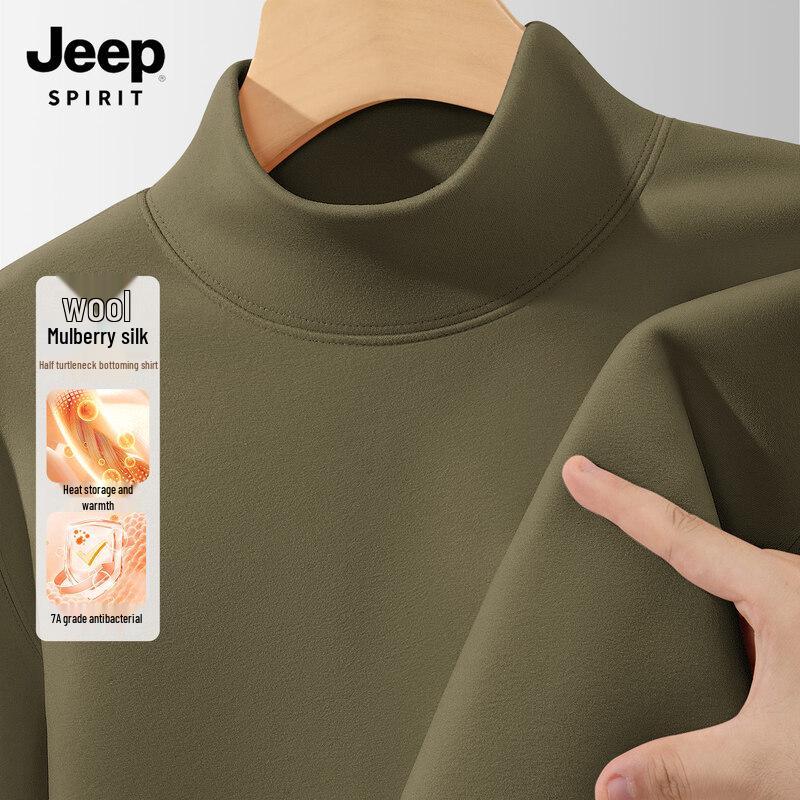 JEEP SPIRIT Men's Thermal Half-Turtleneck Long Sleeve Top