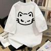 Pure Cotton Korean Vintage Cat Print ShortSleeved TShirt Couple Style Summer Casual Loose Top For Unisex And Unisex