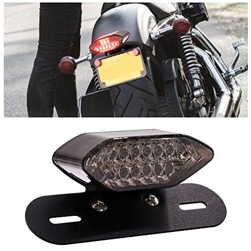 

LED Motorcycle Brake Tail Light Turn Signal Lamp Integrated License Plate Bracket Amber Red Light Waterproof Universal (Red Lens)
