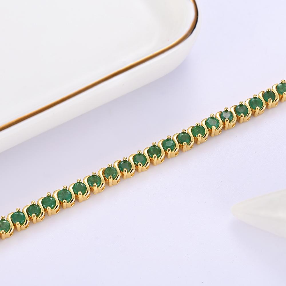 Exquisite Natural Emerald Bracelet, 18k Gold Plating Over S925 Silver Natural Gemstone Fine Jewelry Suitable for Party Occasions