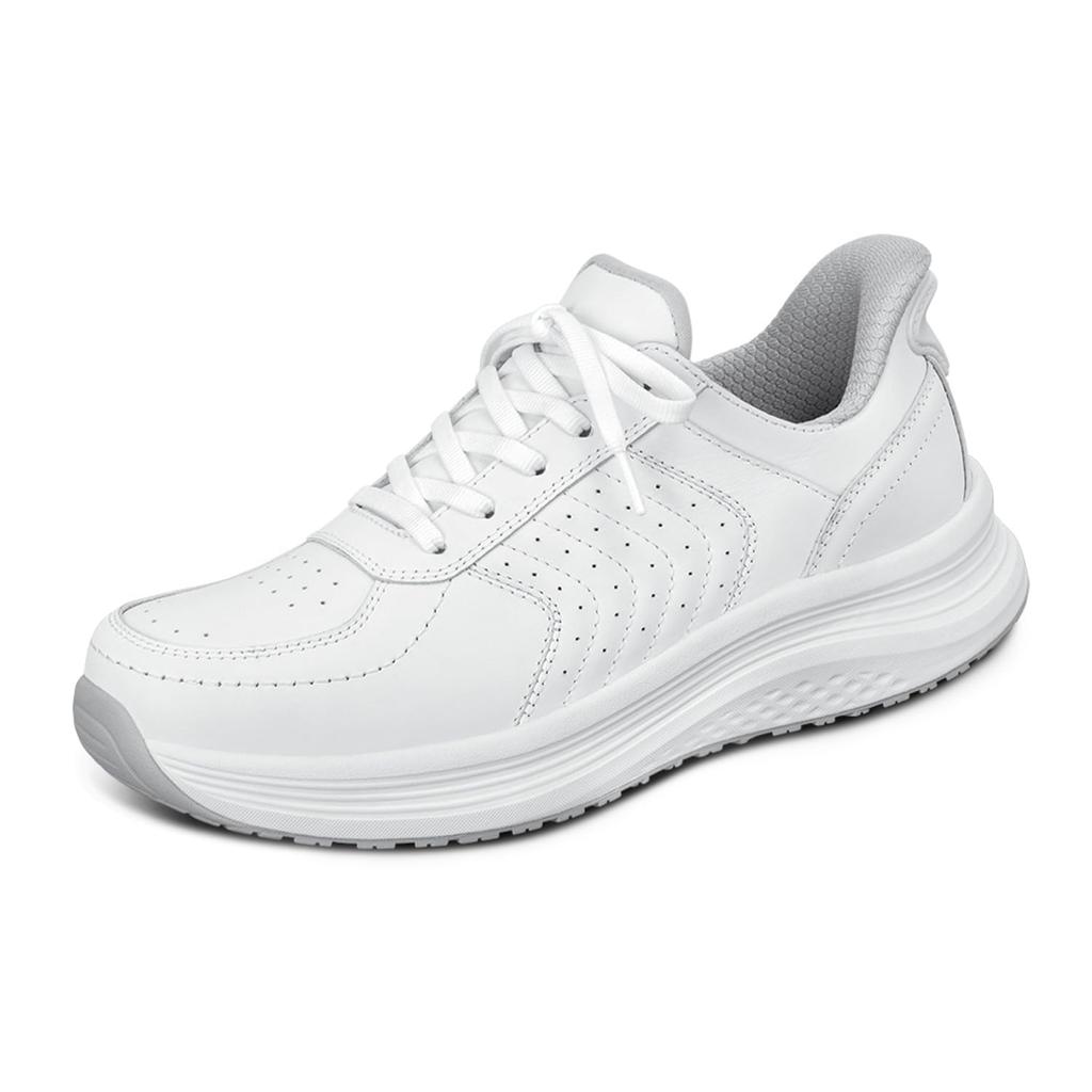 Orthofeet ROAM Natural Leather Comfortable and Comfortable for Walking Size Wide Women's Sneakers, Around, 25.0cm, (3E Equivalent), White.