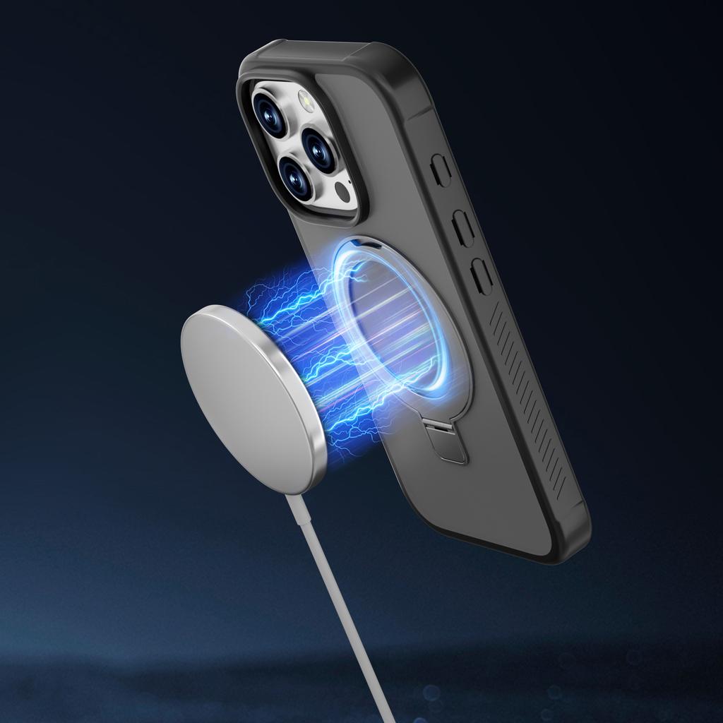 GW20 Für iPhone 16 Pro Max Hülle Kompatibel mit MagSafe Skin-Touch TPU+PC Ständer Handyhülle