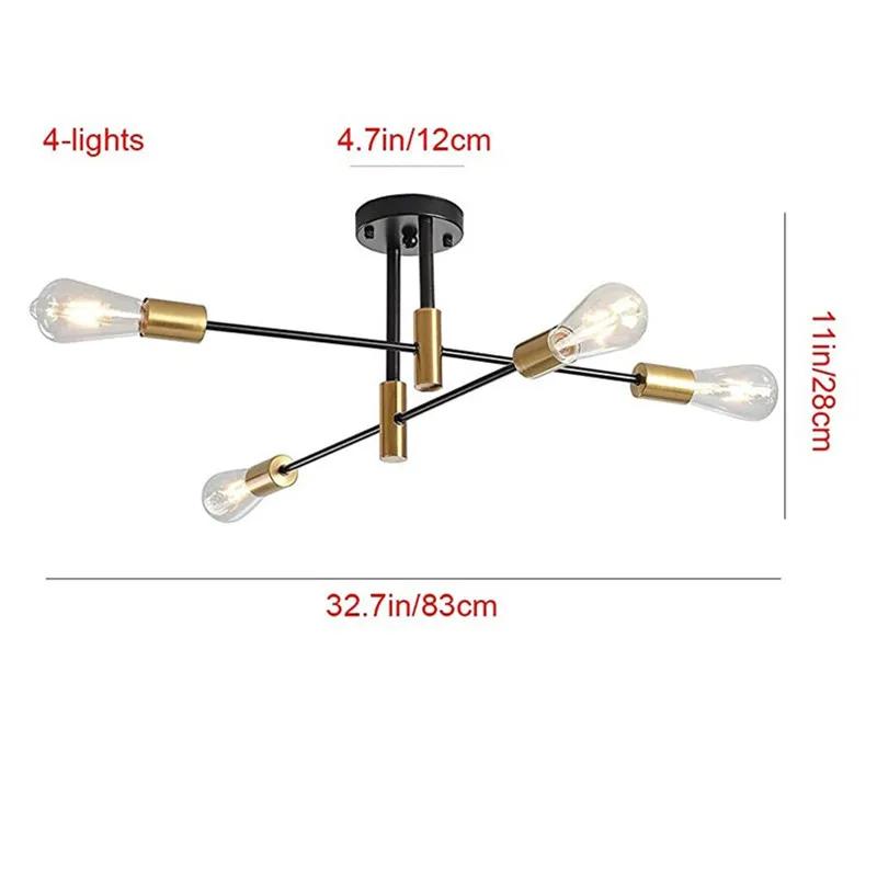 

Современная железная люстра Золотая Скандинавская Потолочные светильники Спутник Антикварная Классическая Золотая Черная Гальванизированная лампа Домашний декор Осветительный прибор NO BULB
