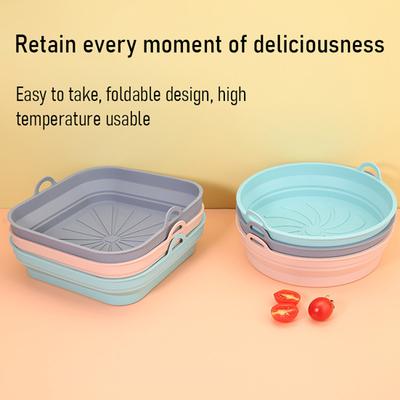 Air Fryer Liners Silicone Cooking Mat Non-Stick Reusable Food Grade Heat Resistant Foldable Basket Mat Easy To Clean Universal Kitchen Accessory