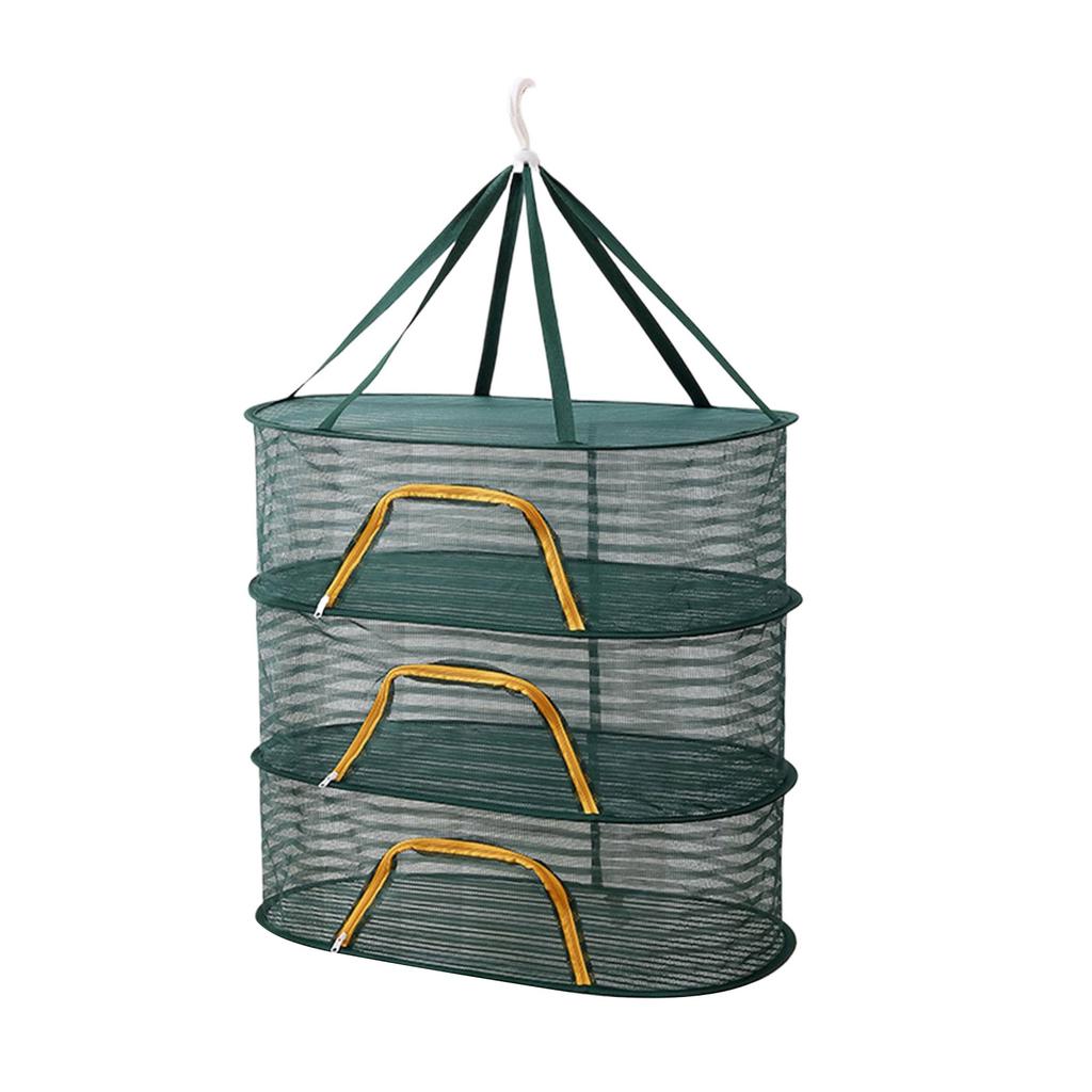 Breathable Mesh Hanging Drying Rack Vegetable Dryer with Rotating Hook Plant Hanging Net for Indoor and Outdoor Use