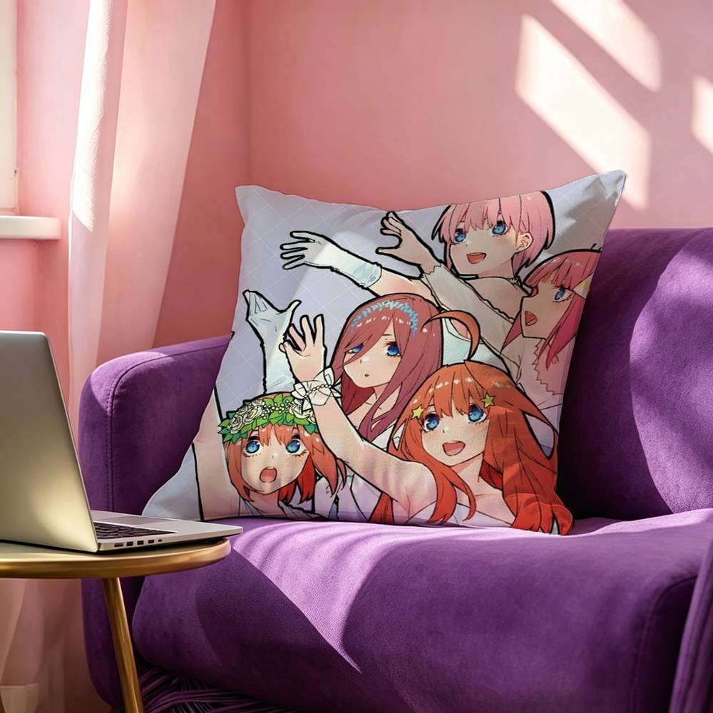 Anime The Quintessential Quintuplets Pillow Case Square DoubleSided Sofa Cushion Cover Bedroom Bedside Pillow