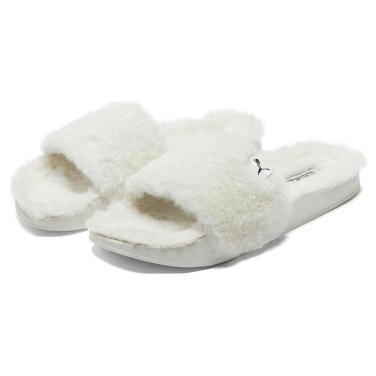 Puma Leadcat 2.0 Soft Comfortable Rubber Sole Leather Panel Slide Sandals Women Sandals White 385803-04