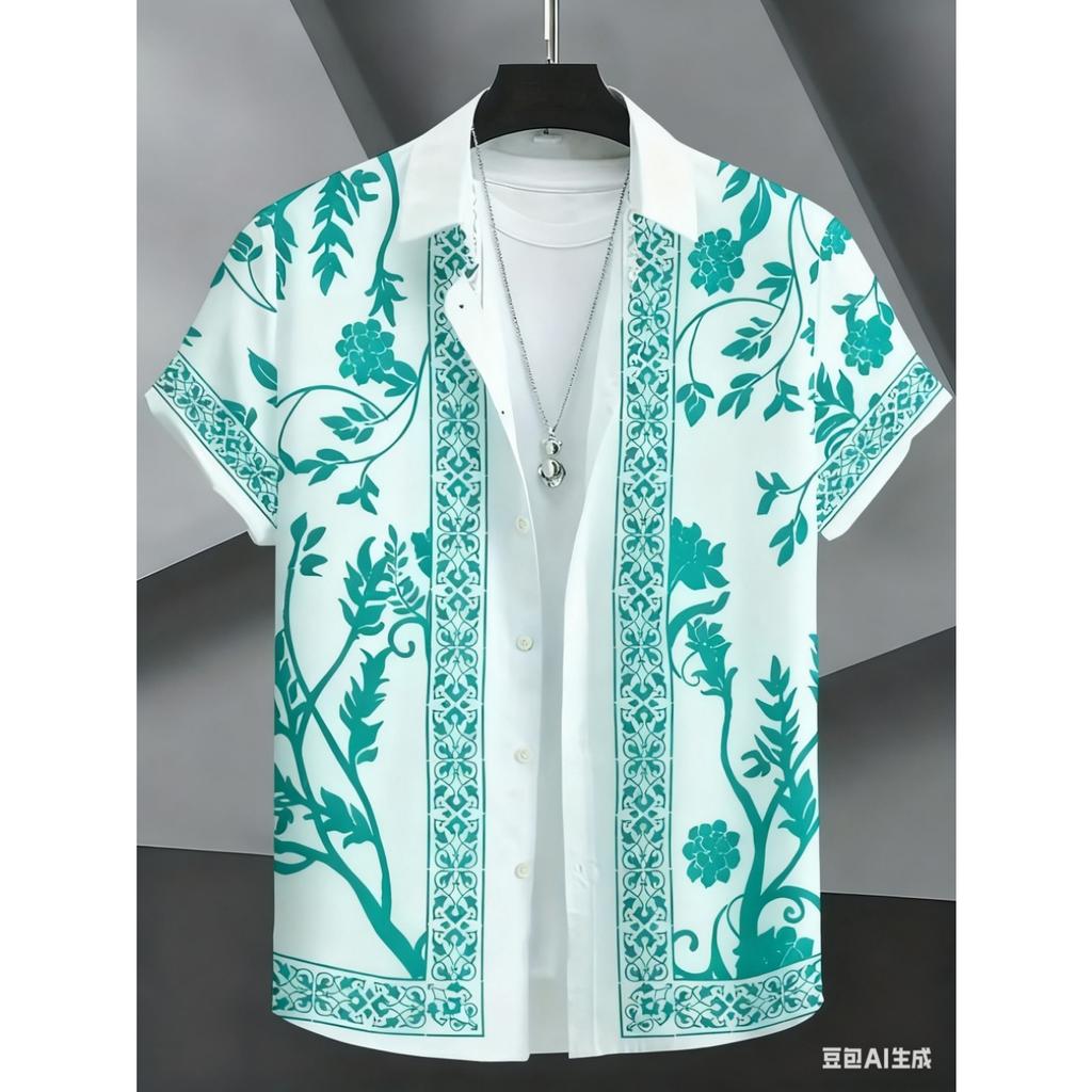 Men's Short Sleeve Shirt 2026 High-Quality Lapel Button up Fashionable Top for Street Leisure Weddings And Vacations
