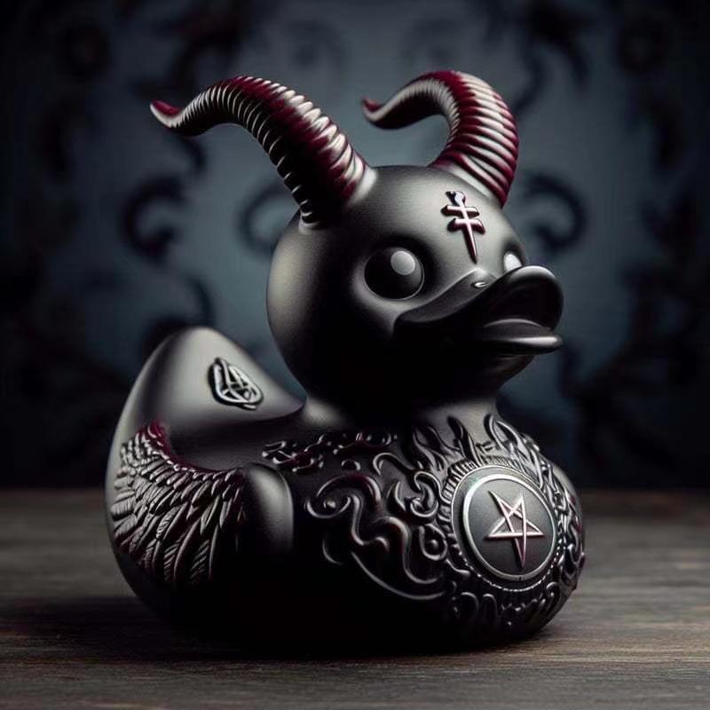 Duckieville Resin Duck Craft Figure Toys Punk Gothic Duck Desk Black Decoration