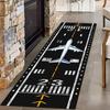 Airplane Runway Print Runner Rug, Non-Slip Black Airport Floor Mat for Kids Room, Hallway  Aviation Decor