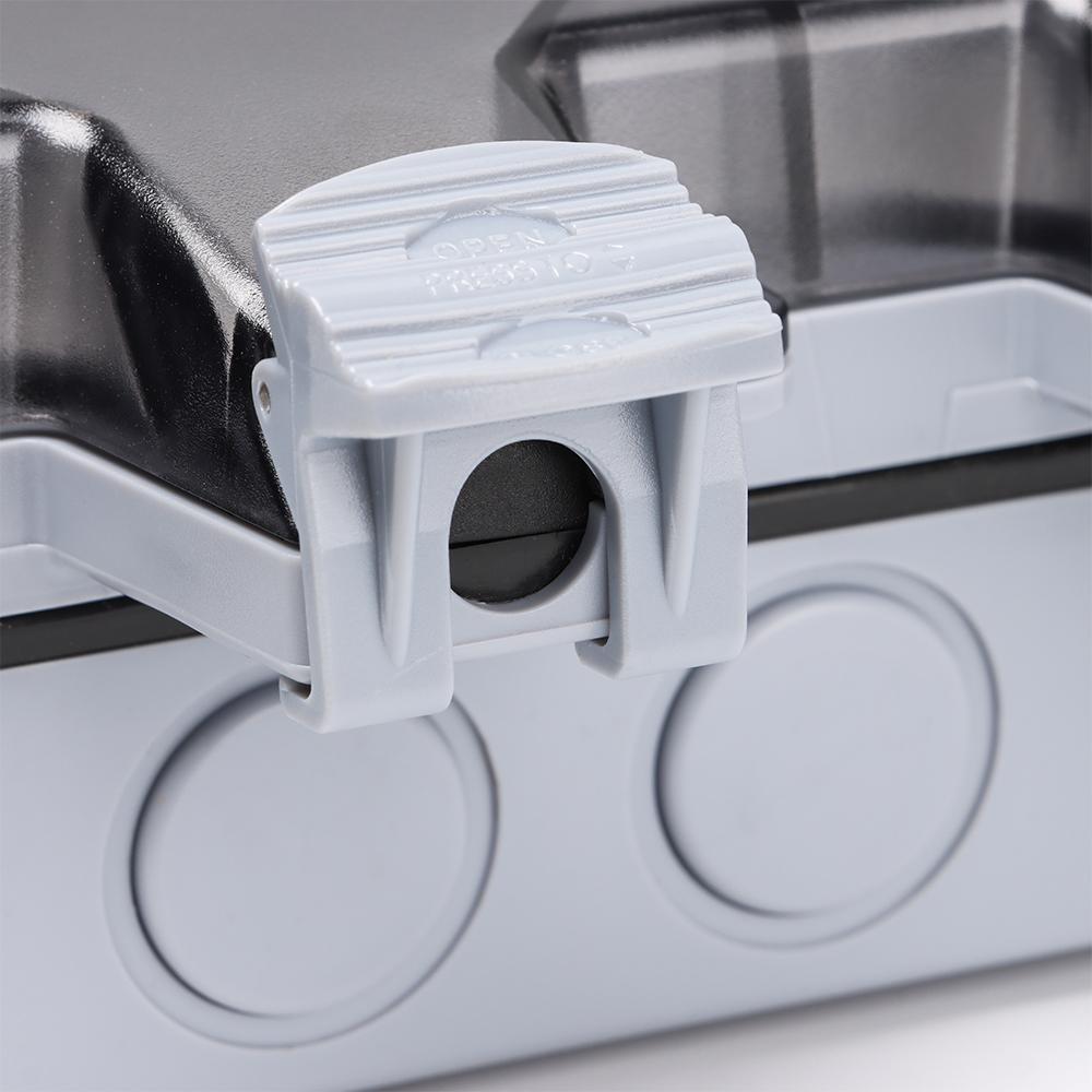 Priza Electrică de Perete cu 2 Ganguri cu Lumină LED Comutată, Porturi USB Duble, Soclu Impermeabil 16A