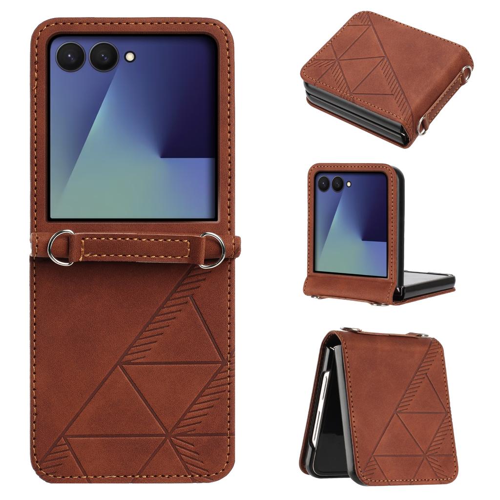 For Samsung Galaxy Z Flip7 5G Case Imprinted Design PU Leather + PC Folding Phone Cover