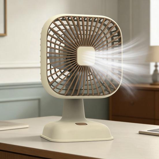 Wentylator biurkowy Cichy Silnik o niskim poziomie hałasu Wielobiegowy Regulowany Wiatr Regulowana głowica pod kątem 39 stopni Kwadratowy wentylator z lampką nocną