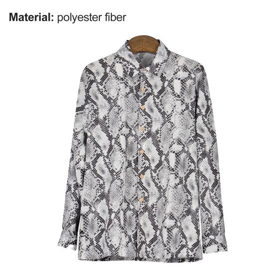 Men Shirt Long Sleeve Breathable Polyester Snake Print Blouse for Men