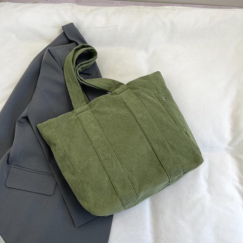 Corduroy Shoulder Bag Tote Bag Winter New Korean Version Casual Fashion Simple Large Capacity Commuter Women's Bag