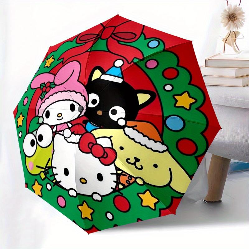 1pc Christmas Hello Kitty CharactersUmbrella with Plastic Handle,Suitable for All Seasons Home Travel Outdoor UmbrellaSanlio147