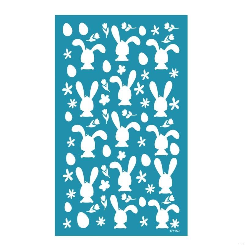 Easter Rabbit Silk Screen Stencils for Clay Reusable Silkscreen Print for DIY Printing on Clay Jewelry Earrings Decor X3UC