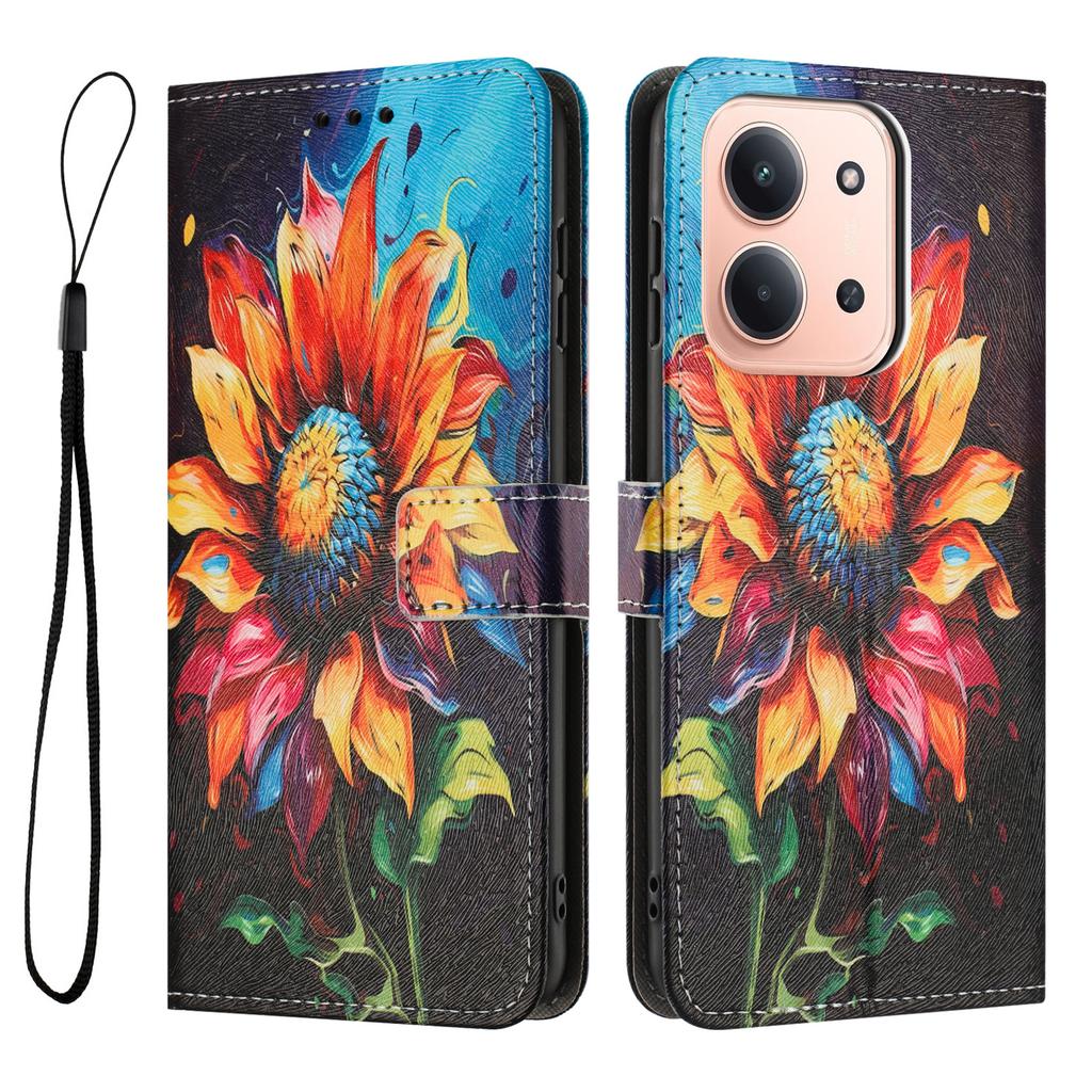 For Xiaomi Redmi 15C 4G (Global) (171mm)/Xiaomi Poco C85 4G Wallet Case Pattern Printing PU Leather Phone Cover with Lanyard