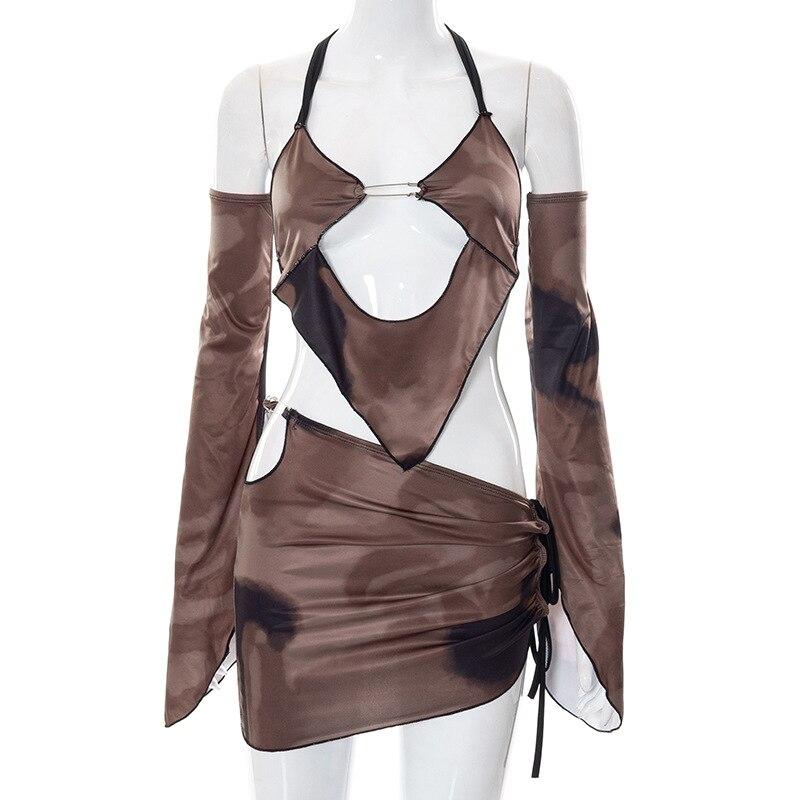 Set două piese Top tub Y2k și fuste mini Seturi asortate ținute sexy de club pentru femei 2022 Seturi de rochii de seară de club pentru ieșire