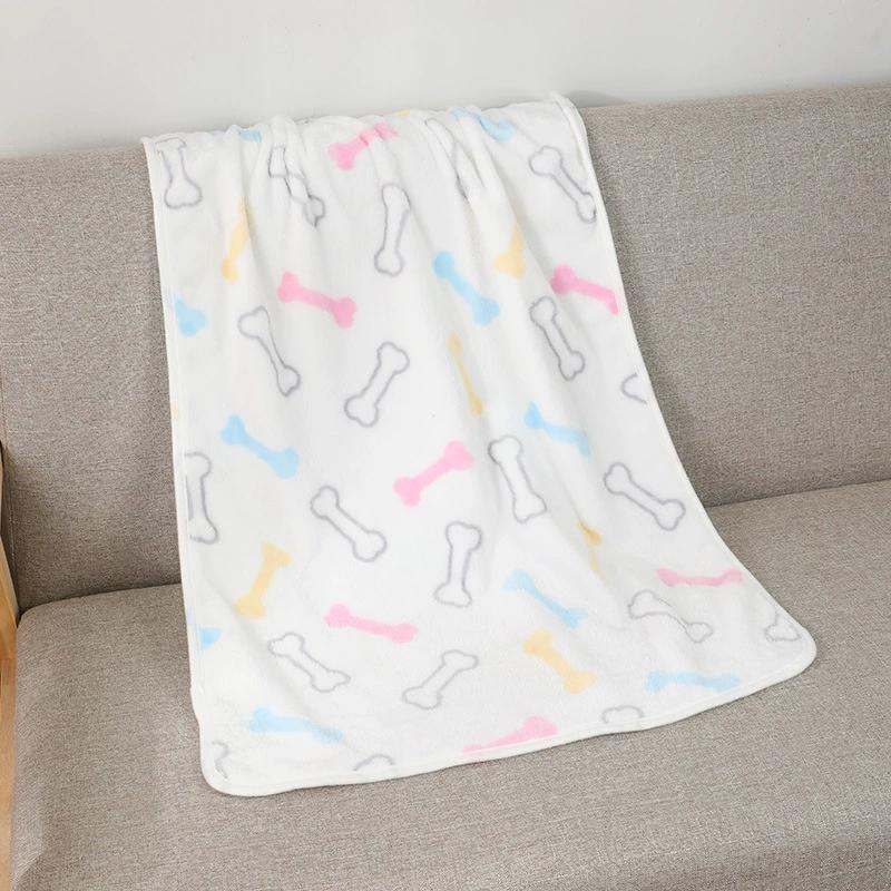 Warm Flannel Pet Blanket for Cats and Dogs Thickened Paw Print Cozy All Season 3 Sizes