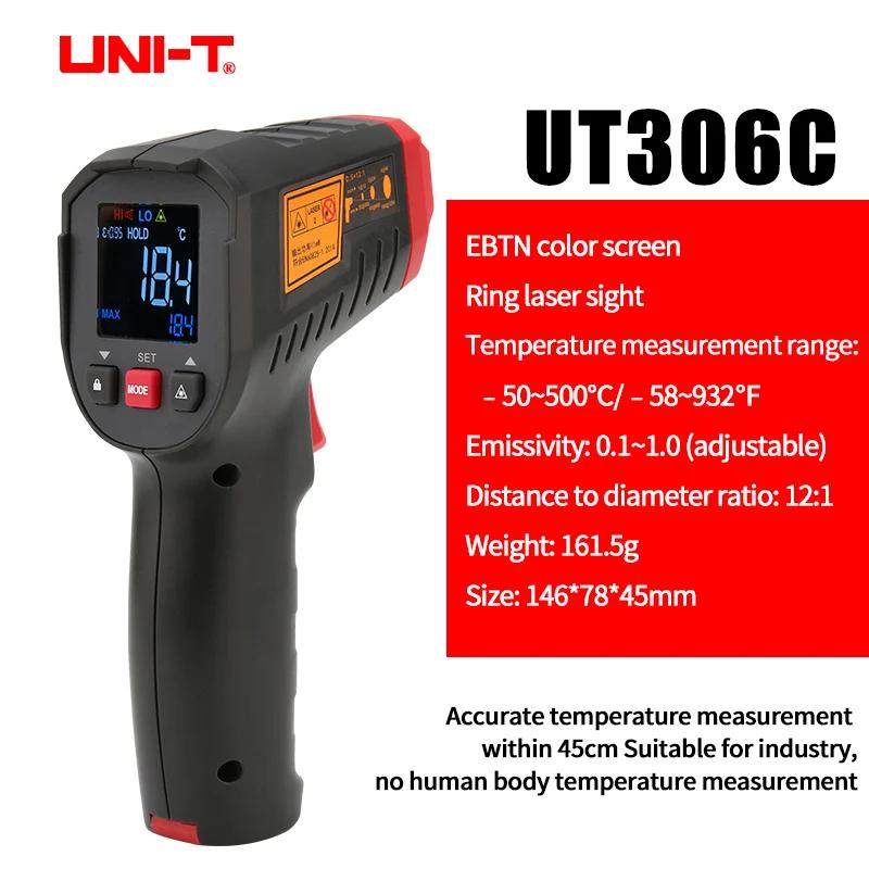 UNI-T UT306S UT306C Digital Thermometer Non Contact Household Industrial Infrared Laser Temperature Tester Meter Gun -50℃-500℃