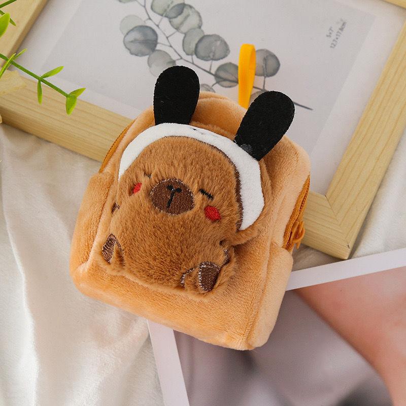 Cartoon Kapybara Coin Purse High Quality Small Gift Keychain Charm Plush Headphone Bag Charm