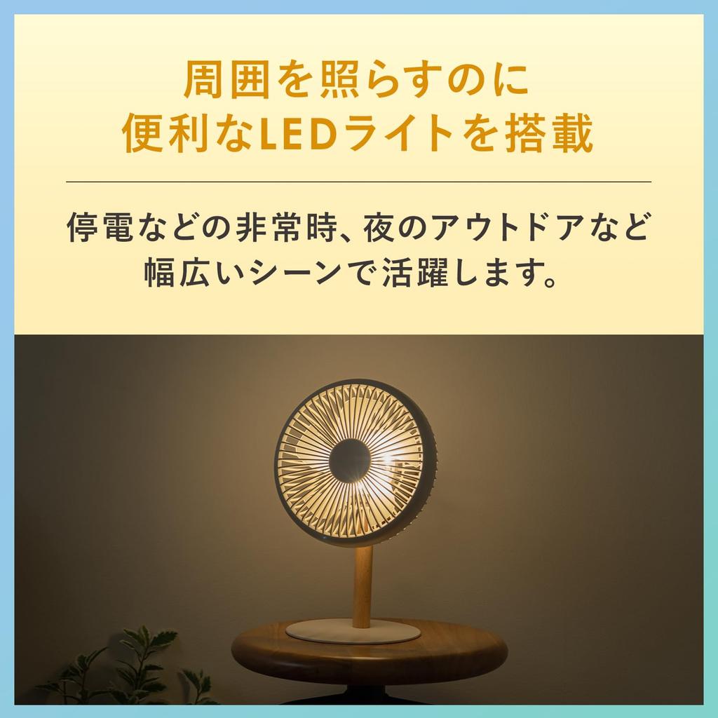 Plus More Mini Living Fan with LED Electric Automatic Swing Cordless PBAF003 Light, Off-white Fan, Circulator, Function, Auto-off Function,