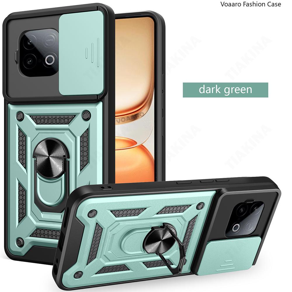 Slide Lens Armor Funda for Vivo IQOO Z10 Turbo Pro 5G China Case for Vivo Y300 GT 5G China Case Magnetic Ring Stand Holder Cover