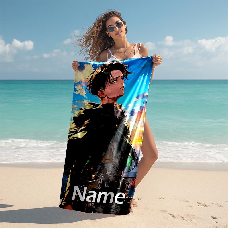 Personalized customized proof beach towel with Attack on Titan pattern - soft, absorbent, quick-drying, perfect swimming, camping&bathing
