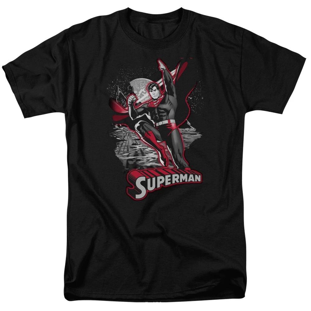DC Comics - Justice League - Superman Red & Gray - Adult Unisex T-Shirt - Black M