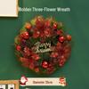 35CM Pine Large Red Flower Wreath with Lights