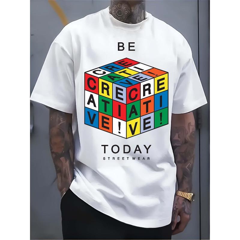 

European sizes Men s White T - shirt: Creative Cube Mens T-Shirt - Puzzle Your Style 4XL білий