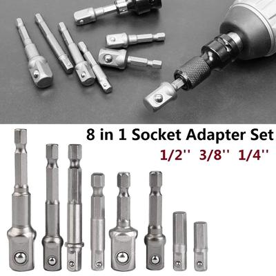 Socket Adapter Bit Adapter 1/4in 2/3/8pcs Chrome Vanadium Steel