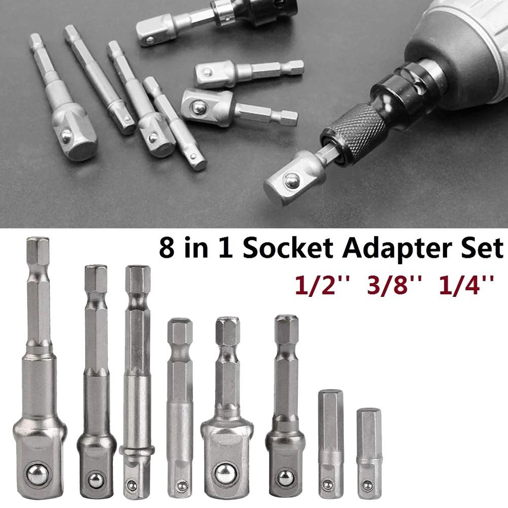 Socket Adapter Bit Adapter 1/4in 2/3/8pcs Chrome Vanadium Steel