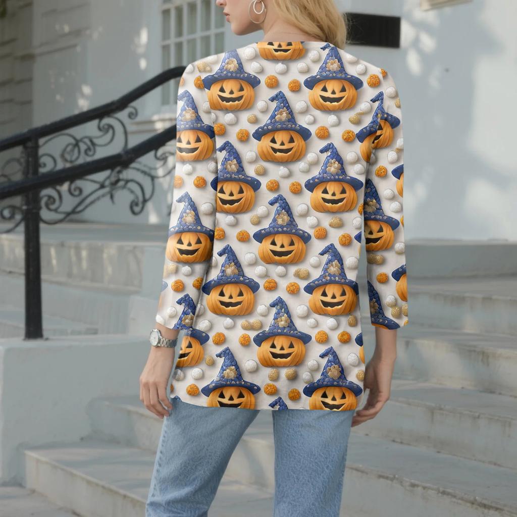 Women's Casual Fashion Sexy Comfortable V-Neck Halloween Seven Sleeve Top