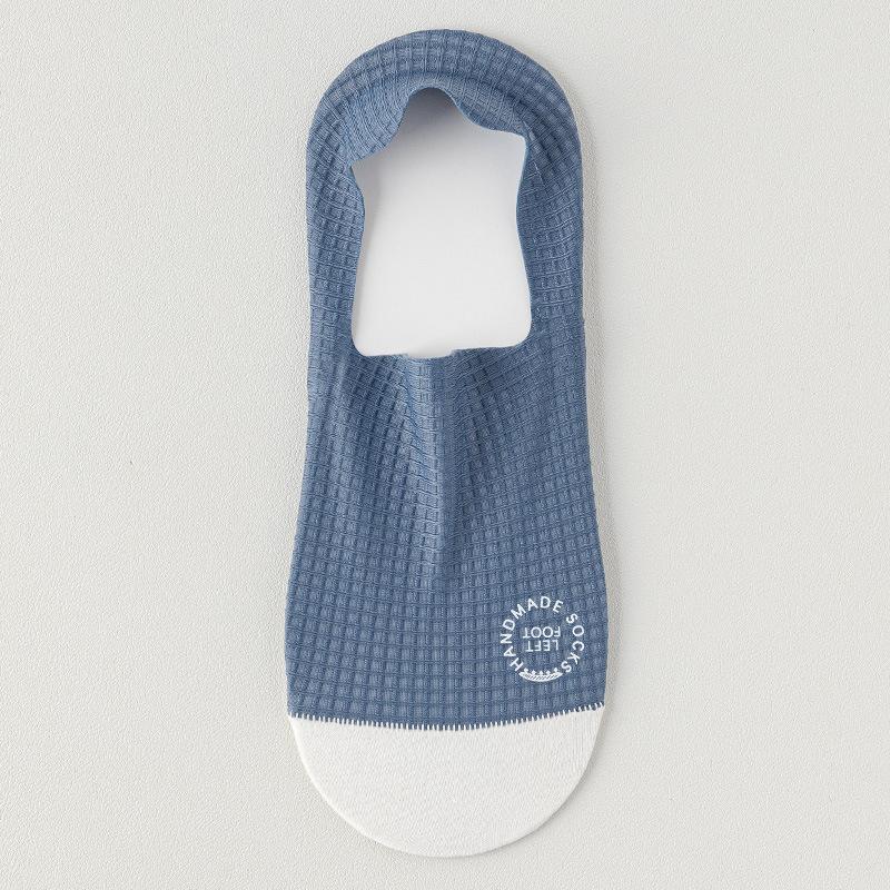 

Men s Summer Thin Viscose Waffle Pattern Boat Socks - Absorbent, Breathable, Anti-Slip - For Men - Suitable for Sports, Business, Casual Wear 1 pair синій