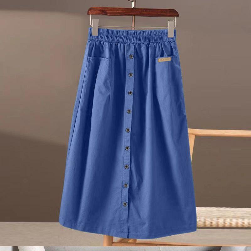 

Женская повседневная свободная повседневная юбка А-силуэта с высокой талией и карманом средней длины 2XL recommends 145-82.5 kg