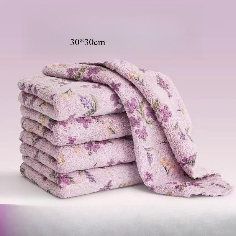 Lilac Coral Velvet Rags: Slub Velvet Absorbent Dishcloth, Thickened Cationic Cleaning Cloth, Kitchen Lazy Rags