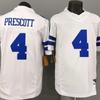 Camiseta de Fútbol Americano NFL Dallas Cowboys Prescott 4 Blanca Bordada Uniforme de Equipo Ropa Deportiva para Aficionados Hombres