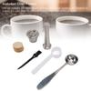 Reusable Coffee Capsule Pod Threaded Bottom Stainless Steel Coffee Tamper with 100 Filter Papers 2 Spoons Brush for Home Office