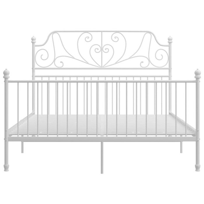 Bed Frames - VIDAXL - White Metal 160x200 Cm - Slatted - Contemporary - Design