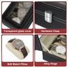 Uxcell 3-Slot Watch Storage Box with Glass Cover, Men's Watch Box, Removable Watch Pillow, Wooden Watch Box, BlackBeige